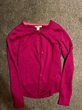 banana republic merino wool blend button caridgan berry jam medium stretch